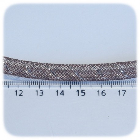 1 MT - RETE TUBOLARE IN NYLON E SPIRALE ARGENTATA 8 MM - MARRONE