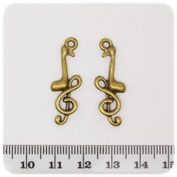 1 PZ - CIONDOLO BRONZO NOTE - PENDENTE METALLO CHARM ARGENTO TIBETANO