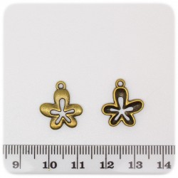 1 PZ - CIONDOLO BRONZO FIORE - PENDENTE METALLO CHARM ARGENTO TIBETANO