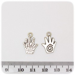 1 PZ - CIONDOLO METALLO MANO - PENDENTE METALLO CHARM ARGENTO TIBETANO