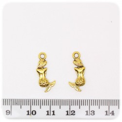 1 PZ - CIONDOLO ORO SIRENA - PENDENTE METALLO CHARM ARGENTO TIBETANO
