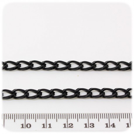 1 MT - CATENA NERA 9X5 MM - CATENELLA ALLUMINIO BASE BRACCIALETTO E COLLANA