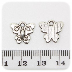 1 PZ - CIONDOLO METALLO FARFALLA - PENDENTE METALLO CHARM ARGENTO TIBETANO