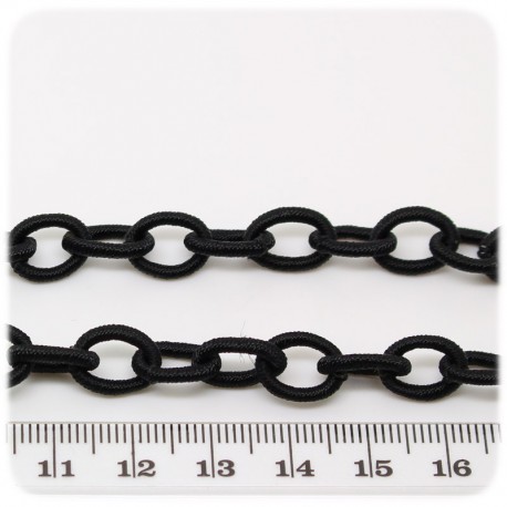 1 MT - CATENA CORDA NERO 12X9 MM - CATENELLA TESSUTO BASE BRACCIALETTO E COLLANA