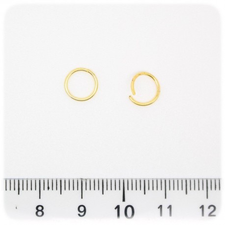 100 PZ - ANELLINI ORO 8 MM - MINUTERIA ANELLI APRIBILI TONDI BIGIOTTERIA