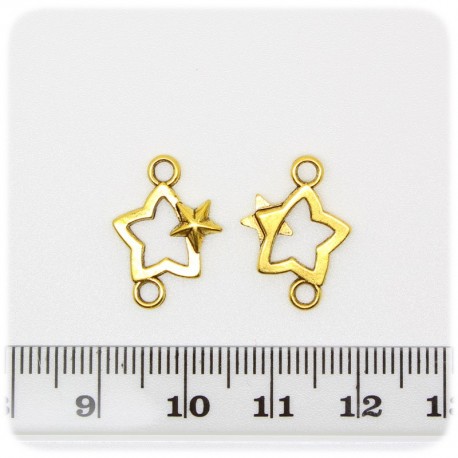 20 PZ - CONNETTORE STELLA ORO - LINK METALLO BIGIOTTERIA