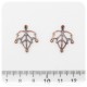 4 PZ - CHANDELIER RAME - COMPONENTI BIGIOTTERIA ORECCHINI FOGLIA - 3 OCCHIELLI