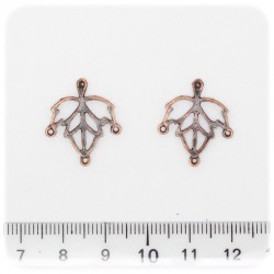 4 PZ - CHANDELIER RAME - COMPONENTI BIGIOTTERIA ORECCHINI FOGLIA - 3 OCCHIELLI