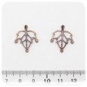 4 PZ - CHANDELIER RAME - COMPONENTI BIGIOTTERIA ORECCHINI FOGLIA - 3 OCCHIELLI