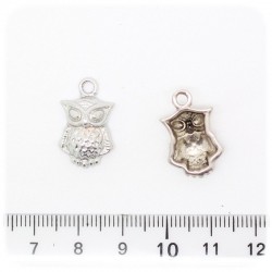 1 PZ - CIONDOLO METALLO GUFO - PENDENTE METALLO CHARM ARGENTO TIBETANO