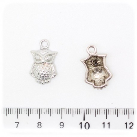 1 PZ - CIONDOLO METALLO GUFO - PENDENTE METALLO CHARM ARGENTO TIBETANO