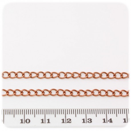 1 MT - CATENA RAME 5X4 MM - CATENELLA METALLO BASE BRACCIALETTO E COLLANA