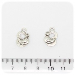 1 PZ - CIONDOLO METALLO GALLINA - PENDENTE CHARM ARGENTO TIBETANO