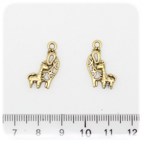 1 PZ - CIONDOLO ORO GIRAFFA - PENDENTE METALLO CHARM ARGENTO TIBETANO