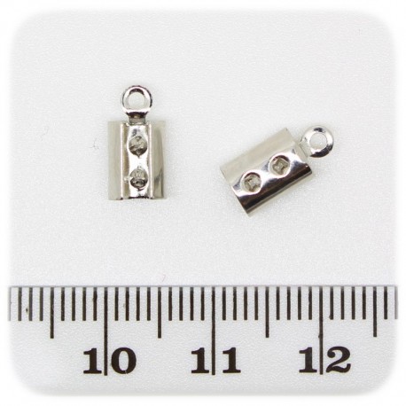 2 PZ - TERMINALE FILI METALLO - MINUTERIA METALLO CHIUSURA CAPOCORDA PER COLLANE E BRACCIALI 11x5 MM