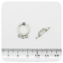 10 PZ - CHIUSURA METALLO INCASTRO - MINUTERIA T-BAR CERCHIO 14 MM - 3 OCCHIELLI
