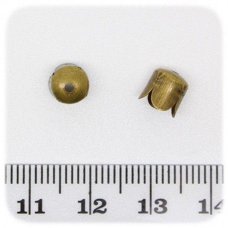 50 PZ - COPPETTA BRONZO COPRIFILO - MINUTERIA TERMINALI CAPOCORDA METALLO 6,5 MM