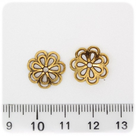 10 PZ - COPPETTE ORO COPRIPERLA - COPERTURA PERLE METALLO TRAFORATO 14 MM