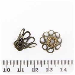 30 PZ - COPPETTA BRONZO COPRIPERLA - COPERTURA TRAFORATA METALLO 15 MM