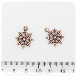 1 PZ - CIONDOLO RAME TIMONE - PENDENTE METALLO CHARM ARGENTO TIBETANO