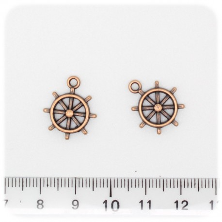 1 PZ - CIONDOLO RAME TIMONE - PENDENTE METALLO CHARM ARGENTO TIBETANO