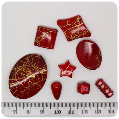 PERLINE ACRILICO DRAWBENCH MIX 5/35 MM - ROSSO