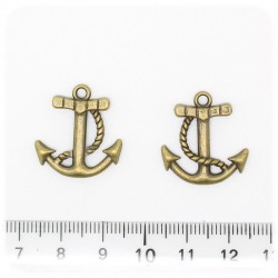 1 PZ - CIONDOLO BRONZO ANCORA - PENDENTE CHARM ARGENTO TIBETANO