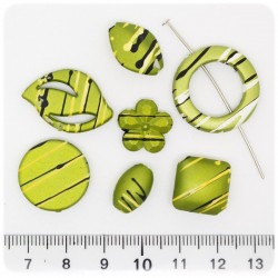 25 g  - PERLE PLASTICA VERDE - PERLINE ACRILICO DRAWBENCH EFFETTO GOMMA MIX