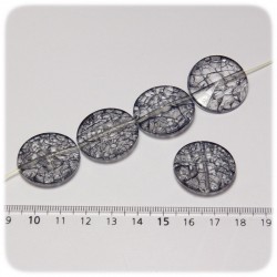 6 PZ - PERLINE ACRILICO PASTIGLIA CRACKLE 25 MM - GRIGIO