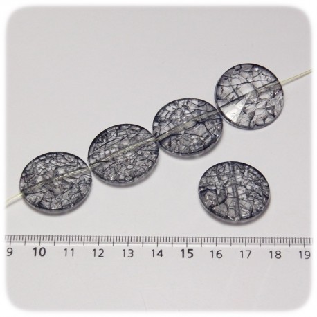 6 PZ - PERLINE ACRILICO PASTIGLIA CRACKLE 25 MM - GRIGIO