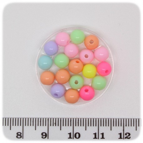 50 PZ - PERLINE ACRILICO TONDE 6 MM - PERLE PLASTICA MULTICOLORE