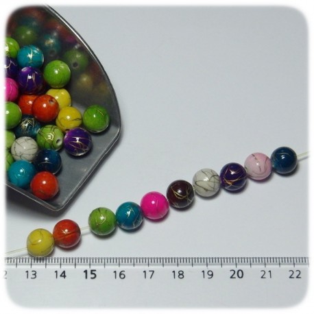 80 PZ - PERLINE ACRILICO TONDE 10 MM - MULTICOLOR