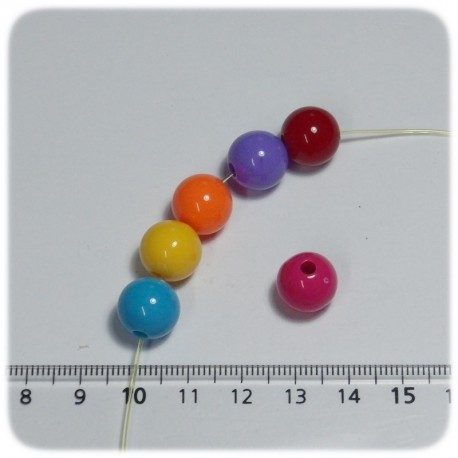 65 PZ - PERLINE ACRILICO TONDE 12 MM - MULTICOLOR