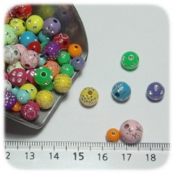 PERLINE ACRILICO TONDE 6/14 MM - MULTICOLORE STRASS