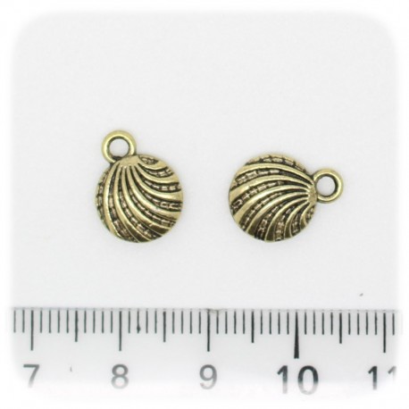1 PZ - CIONDOLO ORO CONCHIGLIA - PENDENTE METALLO CHARM ARGENTO TIBETANO