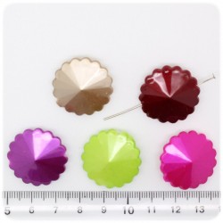 10 PZ - PERLE PLASTICA FIORE - PERLINE ACRILICO MULTICOLORE OPACHE