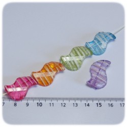 10 PZ - PERLINE ACRILICO FORMA "S" 27 MM - MULTICOLOR