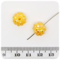 5 PZ - PERLE PAVE' ORO - PERLINE TONDE 12 MM RESINA STRASS