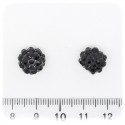 5 PZ - PERLE PAVE' NERO - PERLINE TONDE 12 MM RESINA STRASS