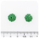 5 PZ - PERLE PAVE' VERDE - PERLINE TONDE 12 MM RESINA STRASS