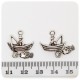 1 PZ - CIONDOLO METALLO BARCA - PENDENTE METALLO CHARM ARGENTO TIBETANO