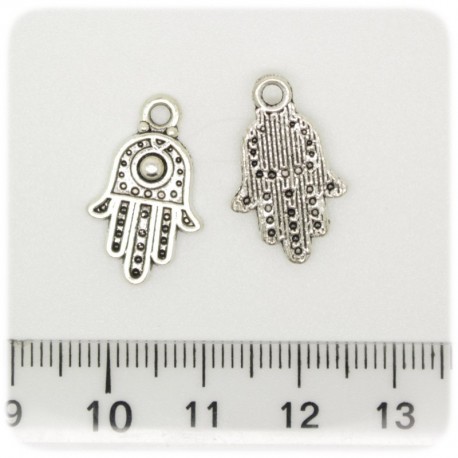 1 PZ - CIONDOLO METALLO MANO - PENDENTE METALLO CHARM ARGENTO TIBETANO