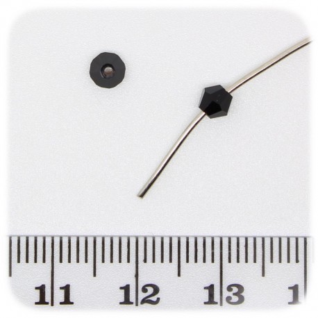 50 PZ - PERLE BICONO NERO - PERLINE VETRO SFACCETTATE 4 MM