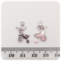 1 PZ - CIONDOLO METALLO CARROZZINA - PENDENTE METALLO CHARM ARGENTO TIBETANO