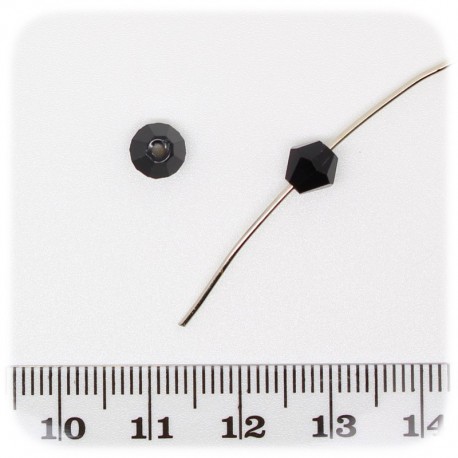 20 PZ - PERLE BICONO NERO - PERLINE VETRO SFACCETTATE 6 MM