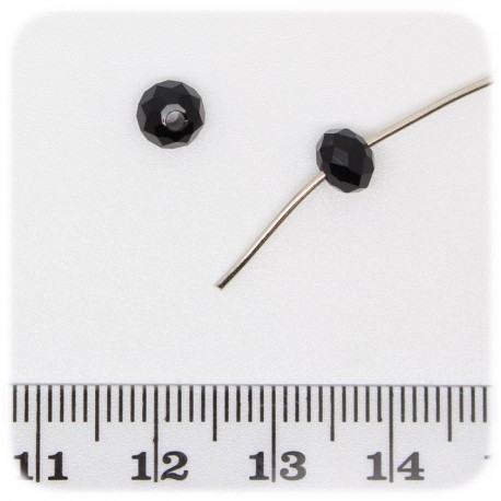 50 PZ - PERLE 6x4 NERO - PERLINE VETRO RONDELLA SFACCETTATA CRISTALLO CINESE