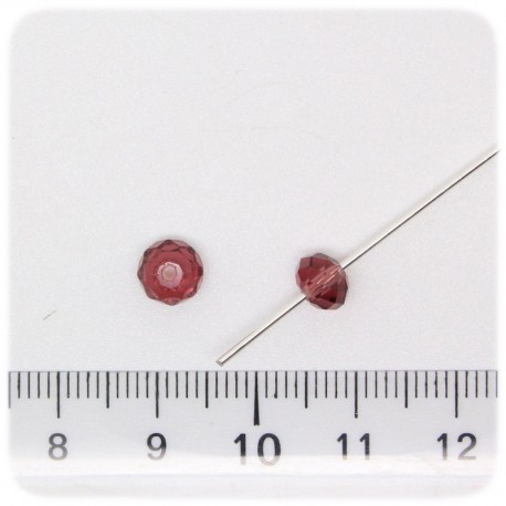 50 PZ - PERLINE VETRO RONDELLA SFACCETTATA 6X4 MM - ROSA ANTICO
