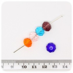 30 PZ - PERLE 10x7 MULTICOLORE - PERLINE VETRO RONDELLA SFACCETTATA CRISTALLO CINESE