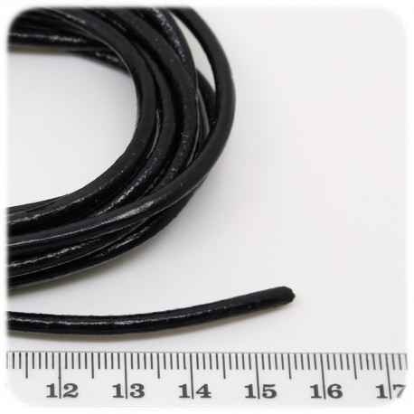 2 MT - FILO NERO 3 MM CUOIO - COMPONENTE BIGIOTTERIA BASE BRACCIALE E COLLANA