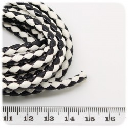 2 MT - FILO IMITAZIONE CUOIO 4 MM - BLACK & WHITE